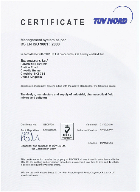 Certificat d'approbation TUV